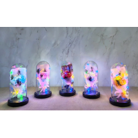 Işıklı Müzikli Fanus İçinde Gül Buketi  Alk5003