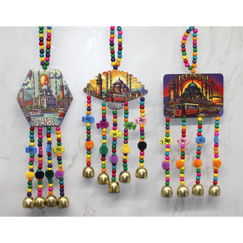 İstanbul Temalı Renkli Boncuklu Asmalı Rüzgar Çanı Alk4572