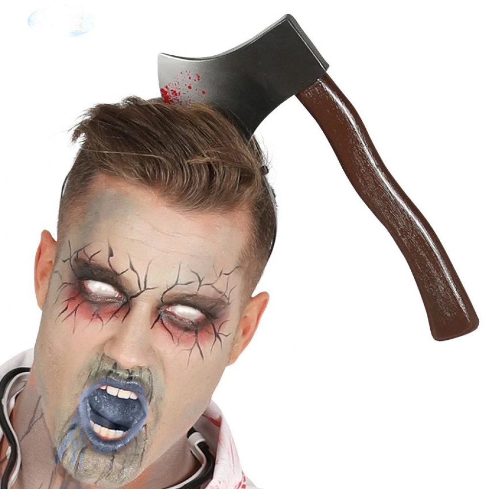 Kafaya Saplanmış Halloween Kanlı Balta Şaka Tacı