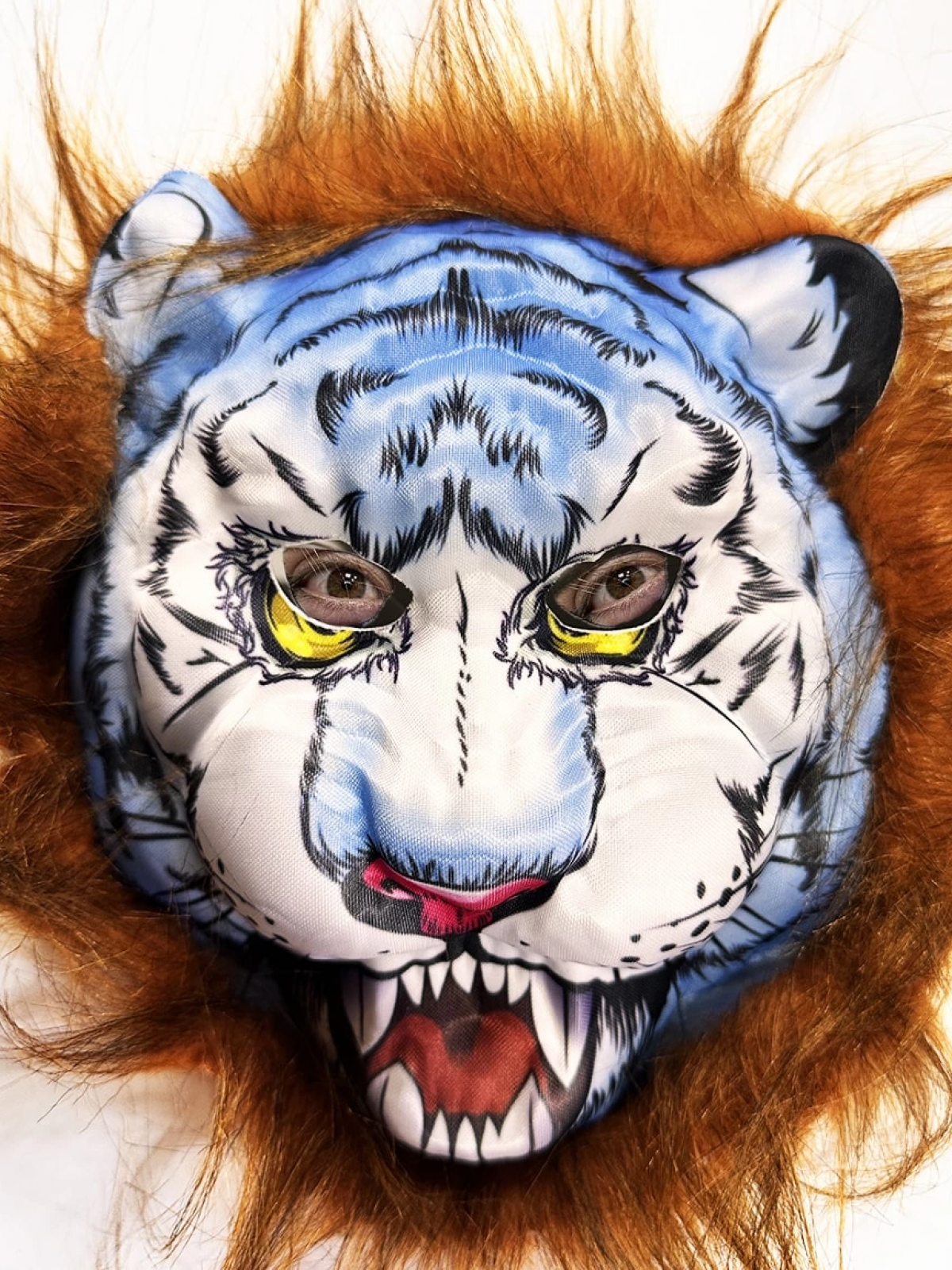 Kahverengi Saçlu Köpek Kurt Kaplan Maskesi Mega Peluş 34 No