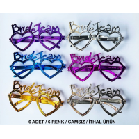 Kalpli Bride Team Gözlük Seti 6 Renk - Kına  Düğün Partileri İçin