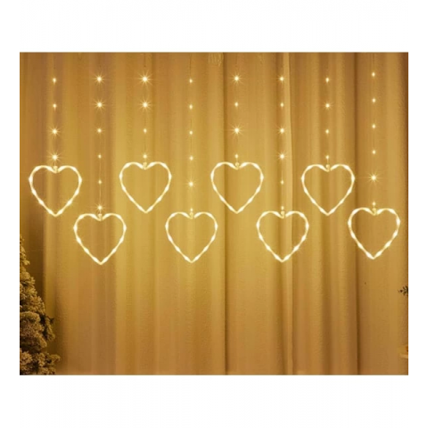 Kalpli Perde Led Işıklar, Sevgililer Günü Romantik Led Aydınlatma