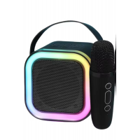 Karaoke Kablosuz Hoparlör Mikrofonlu Rgb Işıklı Bluetooth Speaker Tf Kart/usb Siyah
