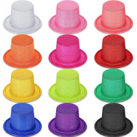 Karışık Renk Simli Silindir Parti Şapkaları (12 Adet)
