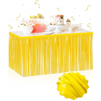 Kendinden Yapışkanlı Makaron Sarı Püsküllü Masa Eteği – 75 X 275 Cm Parti Süslemesi