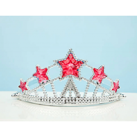 Kırmızı Yıldız Taşlı Plastik Kraliçe Prenses Elsa Tacı Çocuk Boy