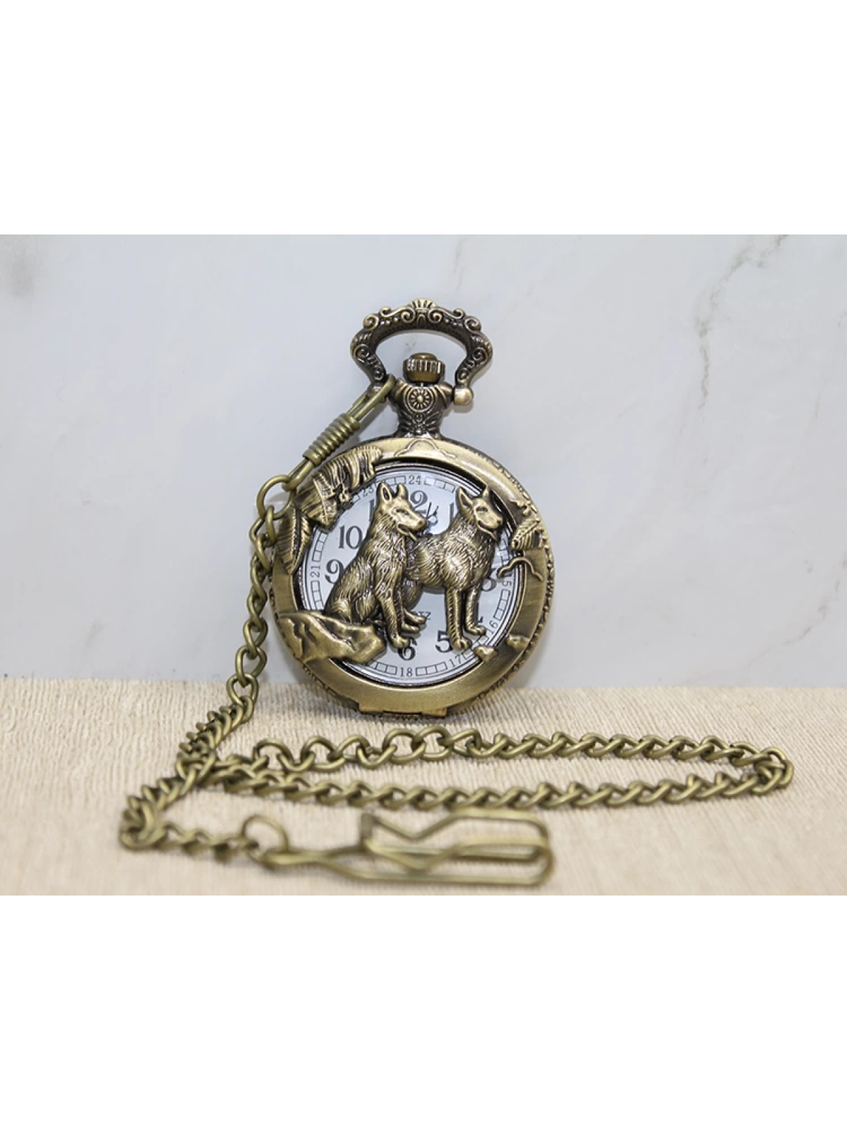 Kurt Tasarımı Köstekli Saat Alk3877 Kurt Tasarımı Köstekli Saat Alk3877