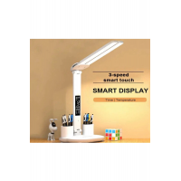 Led Dokunmatik Katlanabilir Masa Lambası Takvim Sıcaklık Saat Şarjlı Masa Lambası