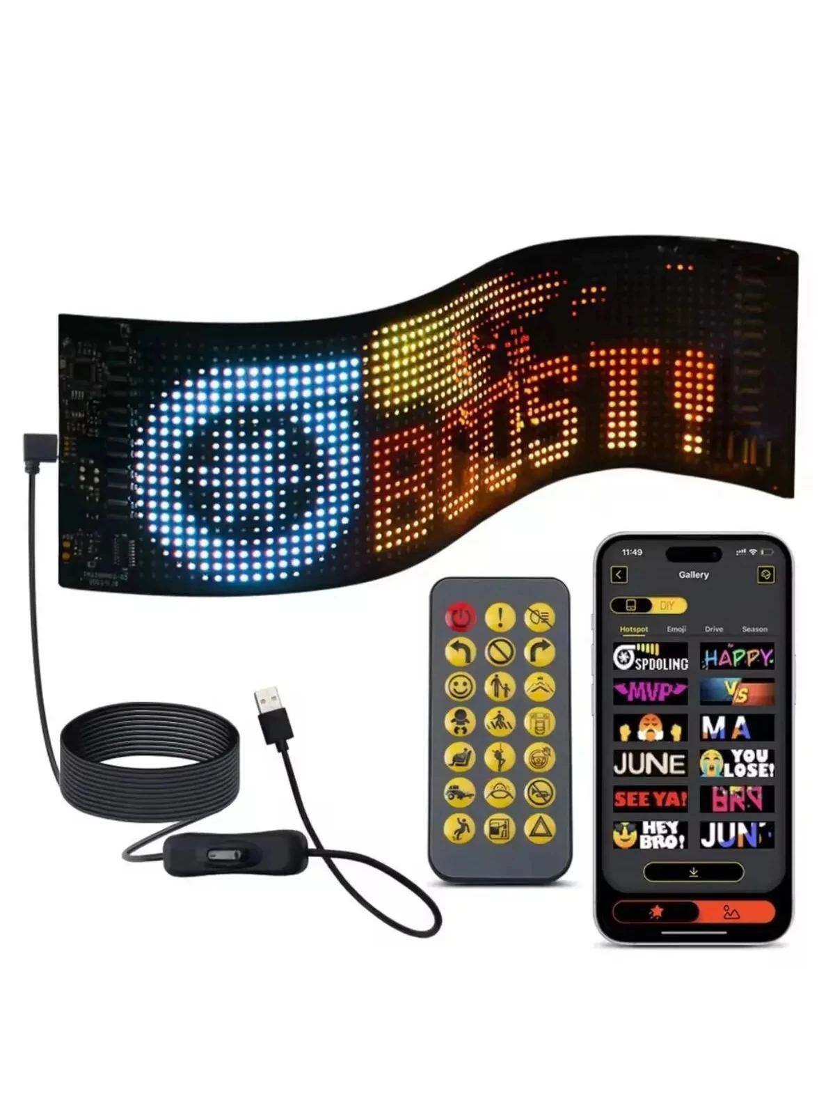 Led Ekran Matrix Panel Cama Yapışan En Büyük Boy 16x96 Led Sayısı Araba Yazısı 12cm-59.5cm