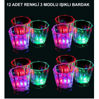 Led Işıklı Eğlence Bardakları - 3 Modlu Renk Değiştiren Bardak 12 Adet