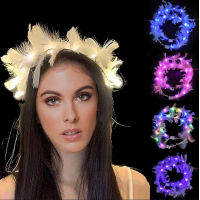 Led Işıklı Rengarenk Yanan 3 Fonksiyonlu Otrişli Parti Tacı Beyaz Renk 12x12 Cm