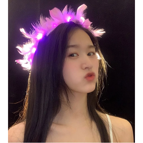 Led Işıklı Rengarenk Yanan 3 Fonksiyonlu Otrişli Parti Tacı Pembe Renk 12x12 Cm