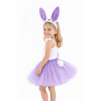 Lila Mor Tavşan Kostüm Seti Kız Çocuk – Tütü Etekli 4 Parça