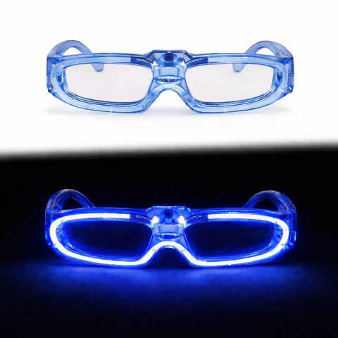 Mavi Led Işıklı Parti Gözlüğü 3 Modlu – Glow  Gece Eğlence Gözlüğü