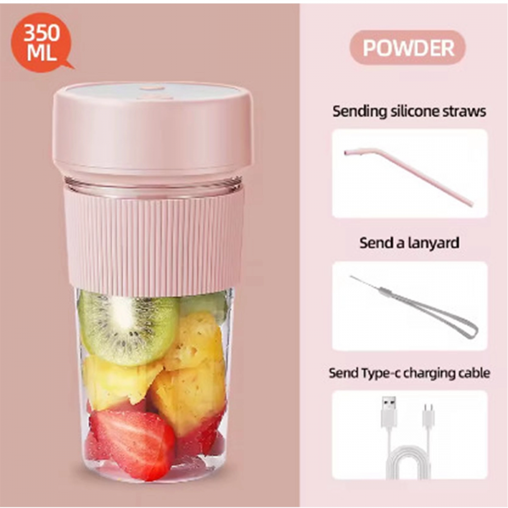 Mini Taşınabilir Mikser 350 Ml Smoothie Makinesi Meyve Sıkacağı Şarj Edilebilir Blender Pembe