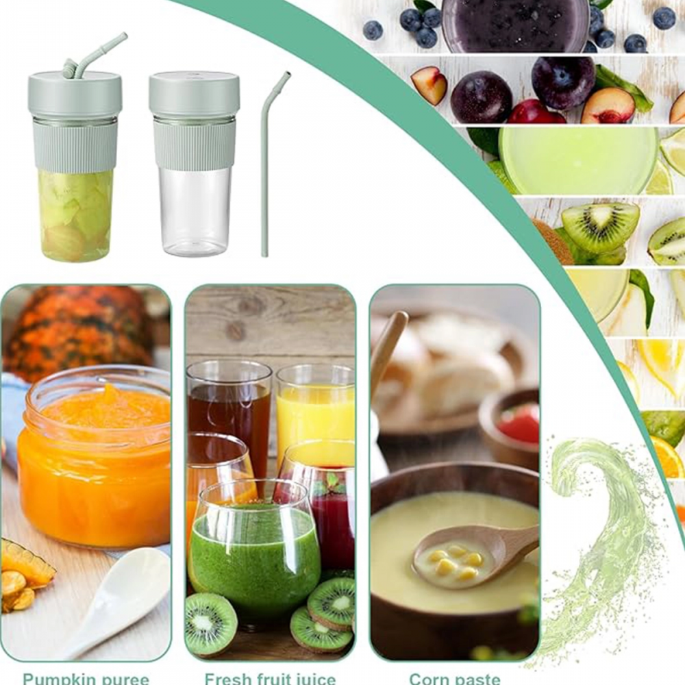 Mini Taşınabilir Mikser 350 Ml Smoothie Makinesi Meyve Sıkacağı Şarj Edilebilir Blender Pembe