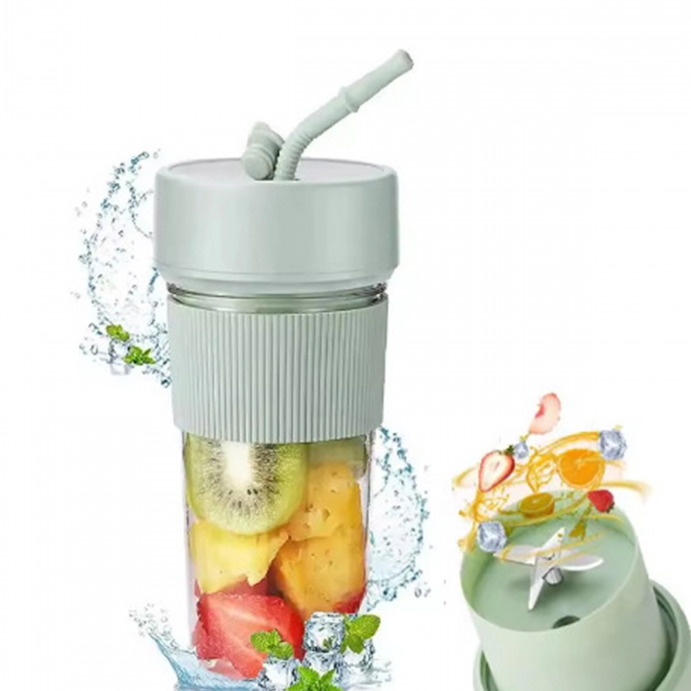 Mini Taşınabilir Mikser 350 Ml Smoothie Makinesi Meyve Sıkacağı Şarj Edilebilir Blender Yeşil