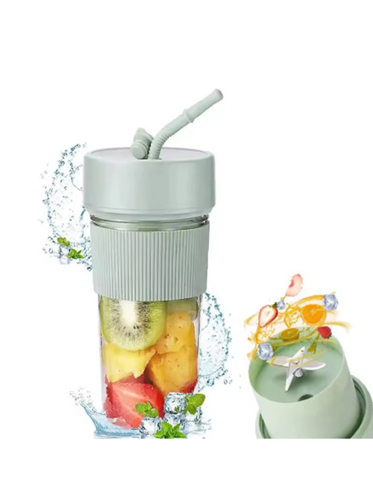 Mini Taşınabilir Mikser 350 Ml Smoothie Makinesi Meyve Sıkacağı Şarj Edilebilir Blender Yeşil