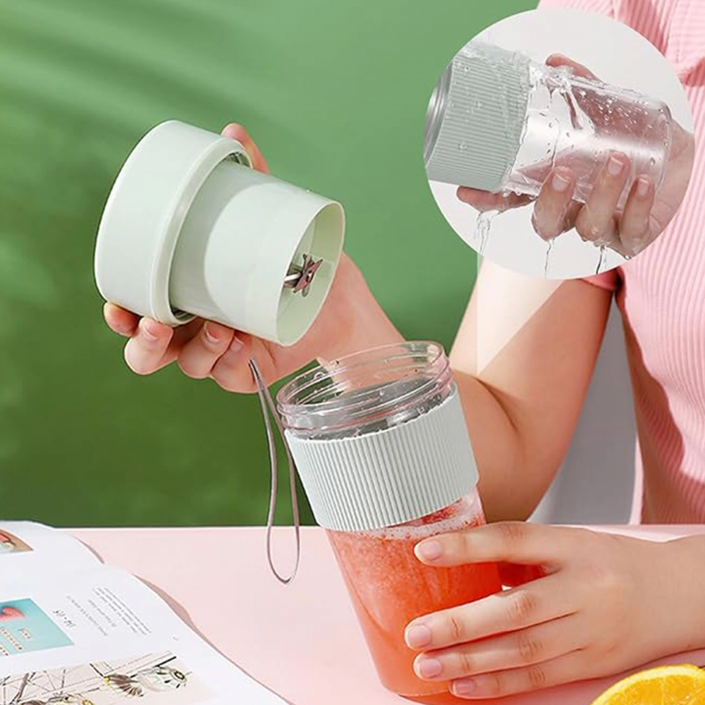 Mini Taşınabilir Mikser 350 Ml Smoothie Makinesi Meyve Sıkacağı Şarj Edilebilir Blender Yeşil