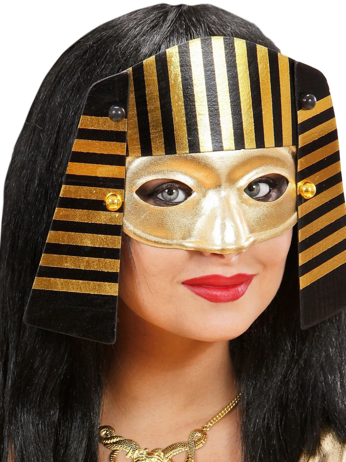 Mısırlı Maskesi Lastik Aparatlı Firavun Maskesi 21x23 Cm