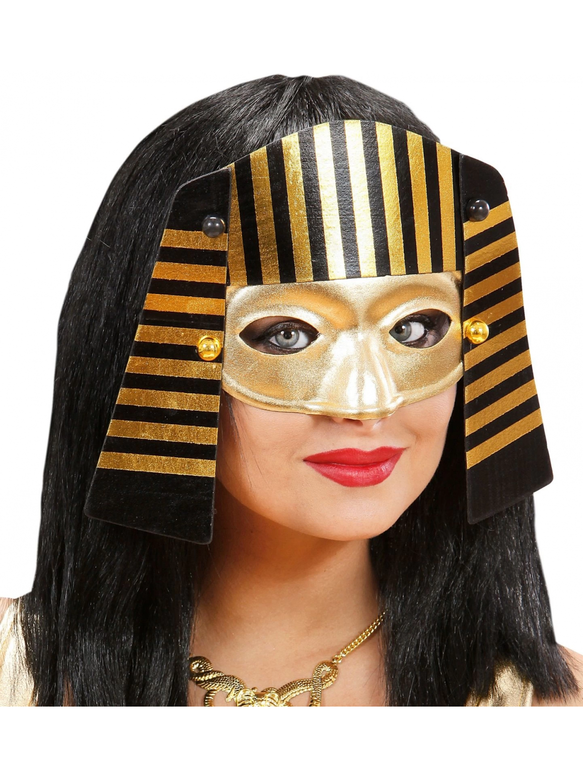 Mısırlı Maskesi Lastik Aparatlı Firavun Maskesi 21x23 Cm Mısırlı Maskesi Lastik Aparatlı Firavun Maskesi 21x23 Cm