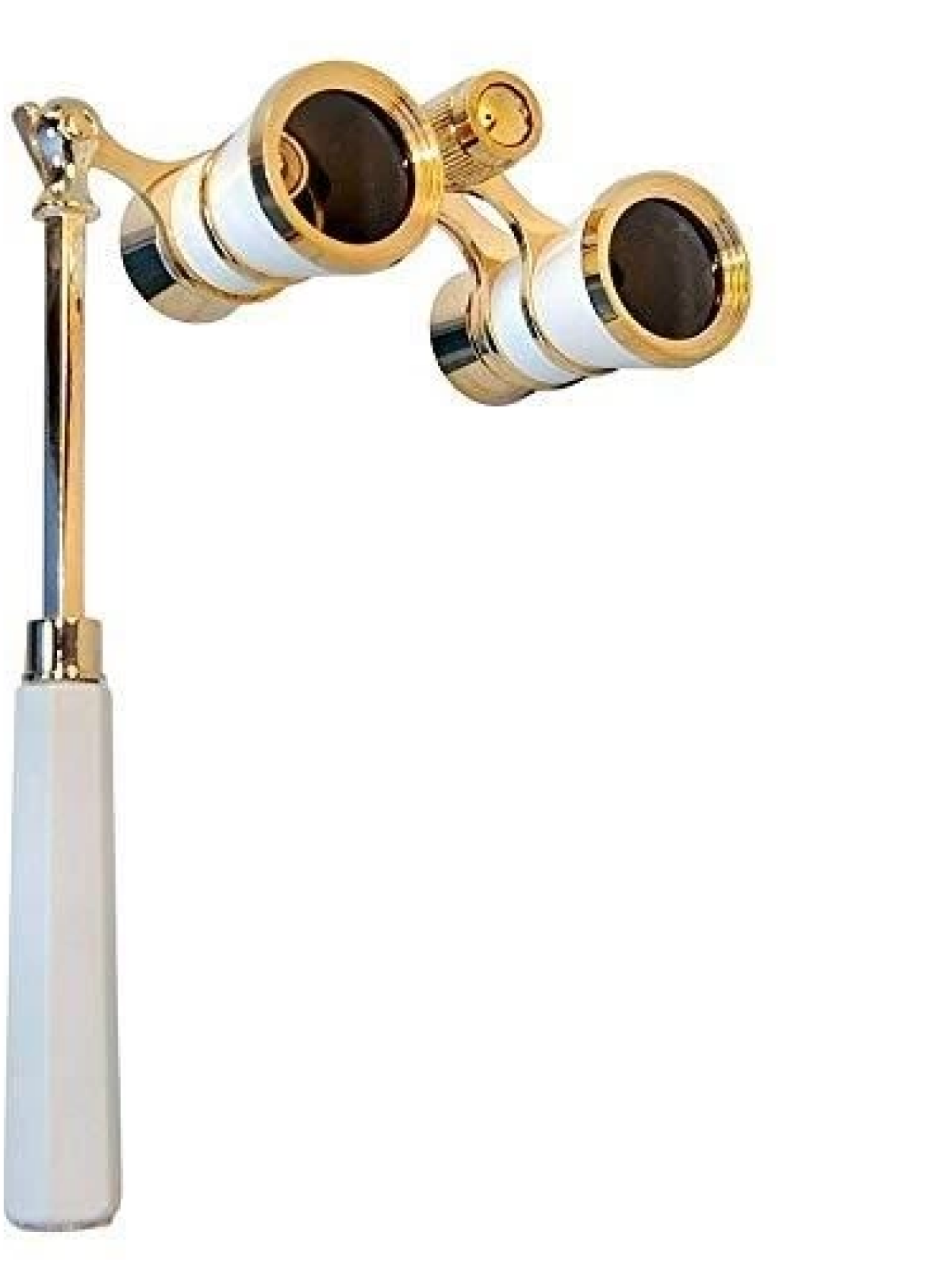 Nefis Işlemeli, Tiyatro / Opera Dürbünü 3x25 Prinç Metal Kaplamalı Retro Beyaz