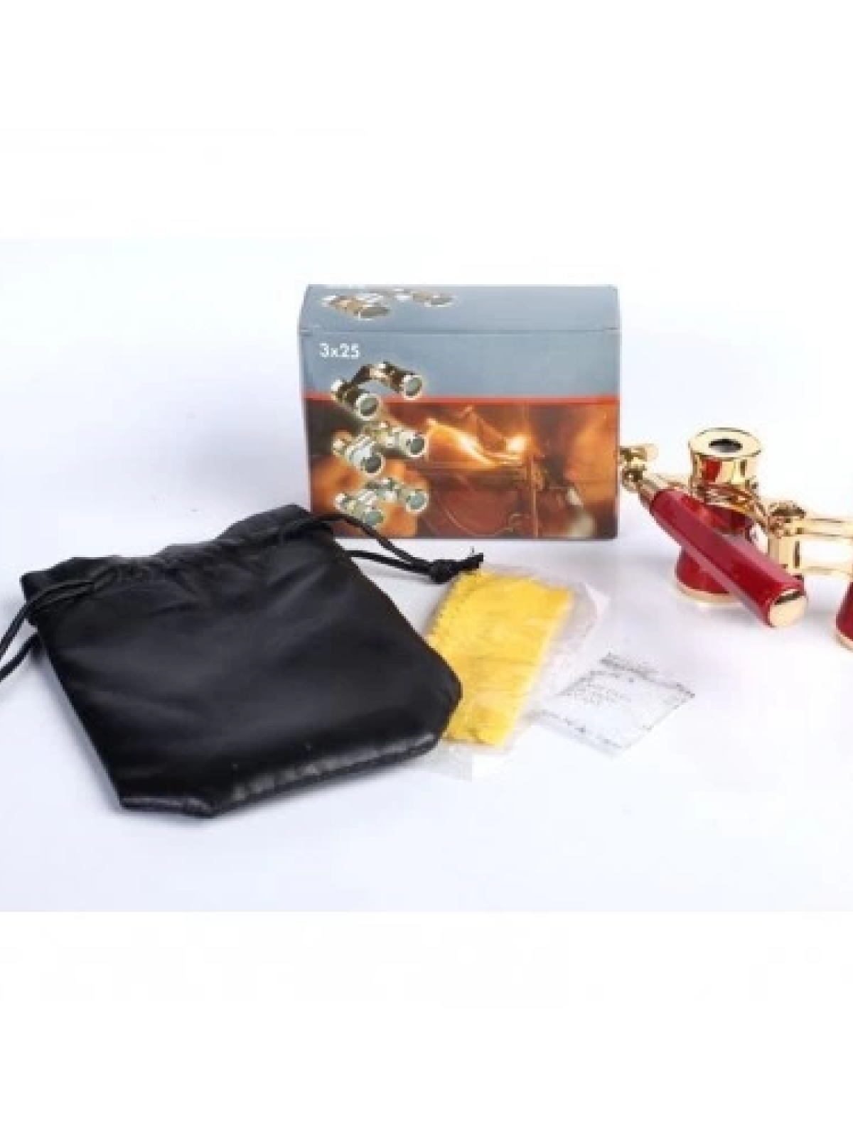 Nefis Işlemeli, Tiyatro / Opera Dürbünü 3x25 Prinç Metal Kaplamalı Retro Kahverengi