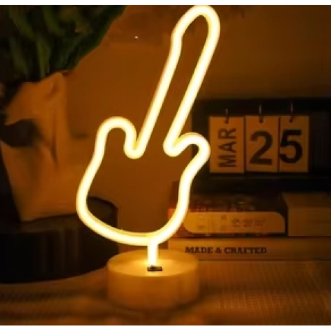 Neon Gitar Masa Lambası Pil+usb