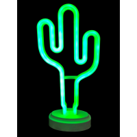 Neon Işıklı Kaktüs Masa Gece Lambası Pil+usb