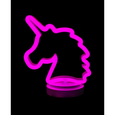 Neon Işıklı Unicorn Masa Gece Lambası Pil+usb