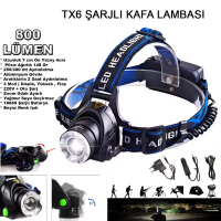 Orjinal 800 Lümen Tx6 Şarjlı Zoomlu Kafa Feneri Wt-120