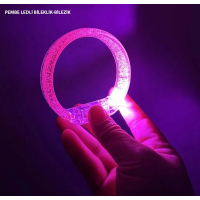 Pembe Led Işıklı Baskı Yapılabilen Pilli Bileklik Bilezik 1,5 Cm Genişlik