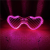 Pembe Led Işıklı Kalp Gözlük – 3 Modlu Parti  Glow Gözlüğü