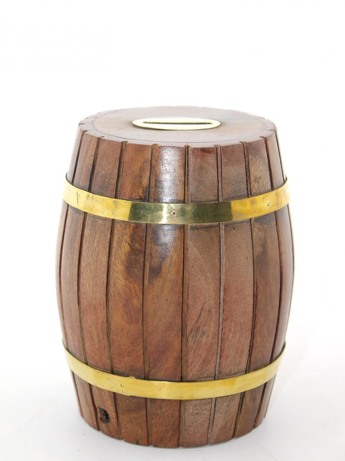 Pirinç Ahşap Fıçı Kumbara 12.5 Cm Wb535