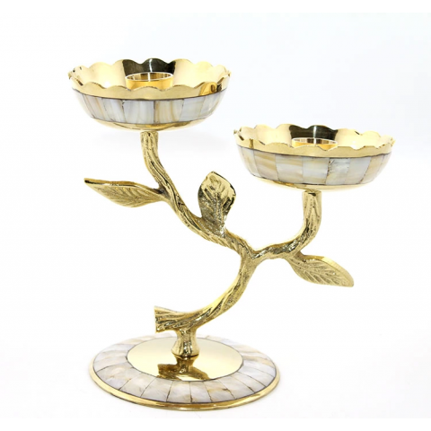 Pirinç Sedefli 2'li Şamdan 5934