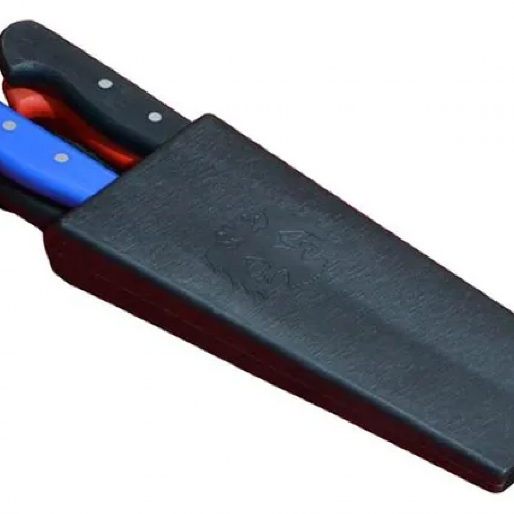 Plastik Bıçak Kütüklüğü 4 Lü - Kırmızı, Plastik, Kemerlikli Bıçak Çanta