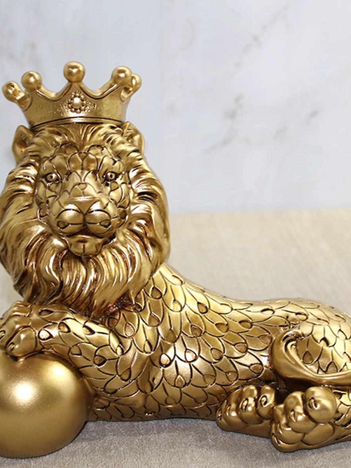 Polyester Dekoratif Taçlı Aslan Figürü Alk2575