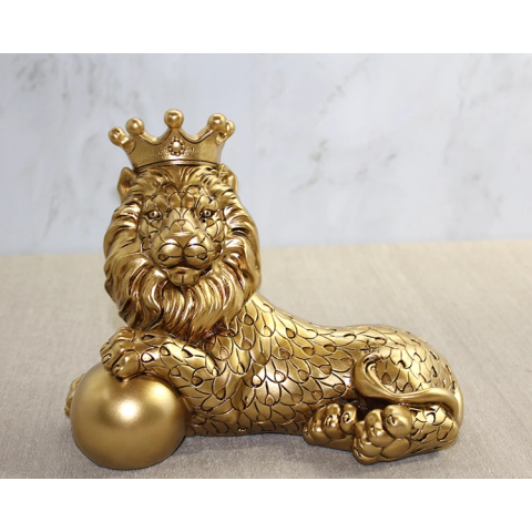 Polyester Dekoratif Taçlı Aslan Figürü Alk2575