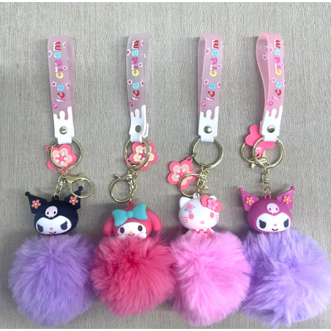Ponponlu Kuromi Ve Hello Kitty Anahtarlık Alk4246