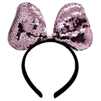 Renk Değiştiren Pullu Payetli Fiyonk Parti Tacı Pembe Gümüş Renk 20x16 Cm