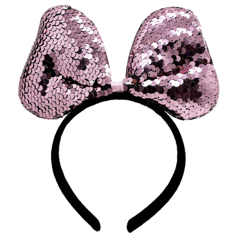 Renk Değiştiren Pullu Payetli Fiyonk Parti Tacı Pembe Gümüş Renk 20x16 Cm