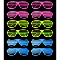 Retro Neon Fosforlu Panjur Gözlük 12 Adet – 80’ler 90’lar Parti Stili