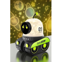 Robot Projeksiyon Gece Lambası Hoparlörlü Şarjlı Yıldızlı Gökyüzü Temalı Led Projeksiyon Lambası