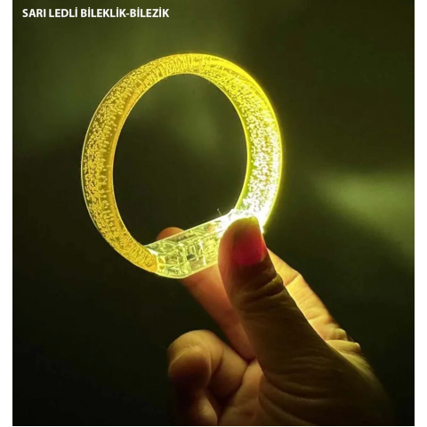 Sarı Led Işıklı Baskı Yapılabilen Pilli Bileklik Bilezik 1,5 Cm Genişlik