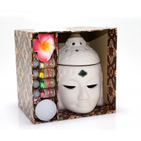 Seramik Buda Büstü Buhurdanlık Seti No:03