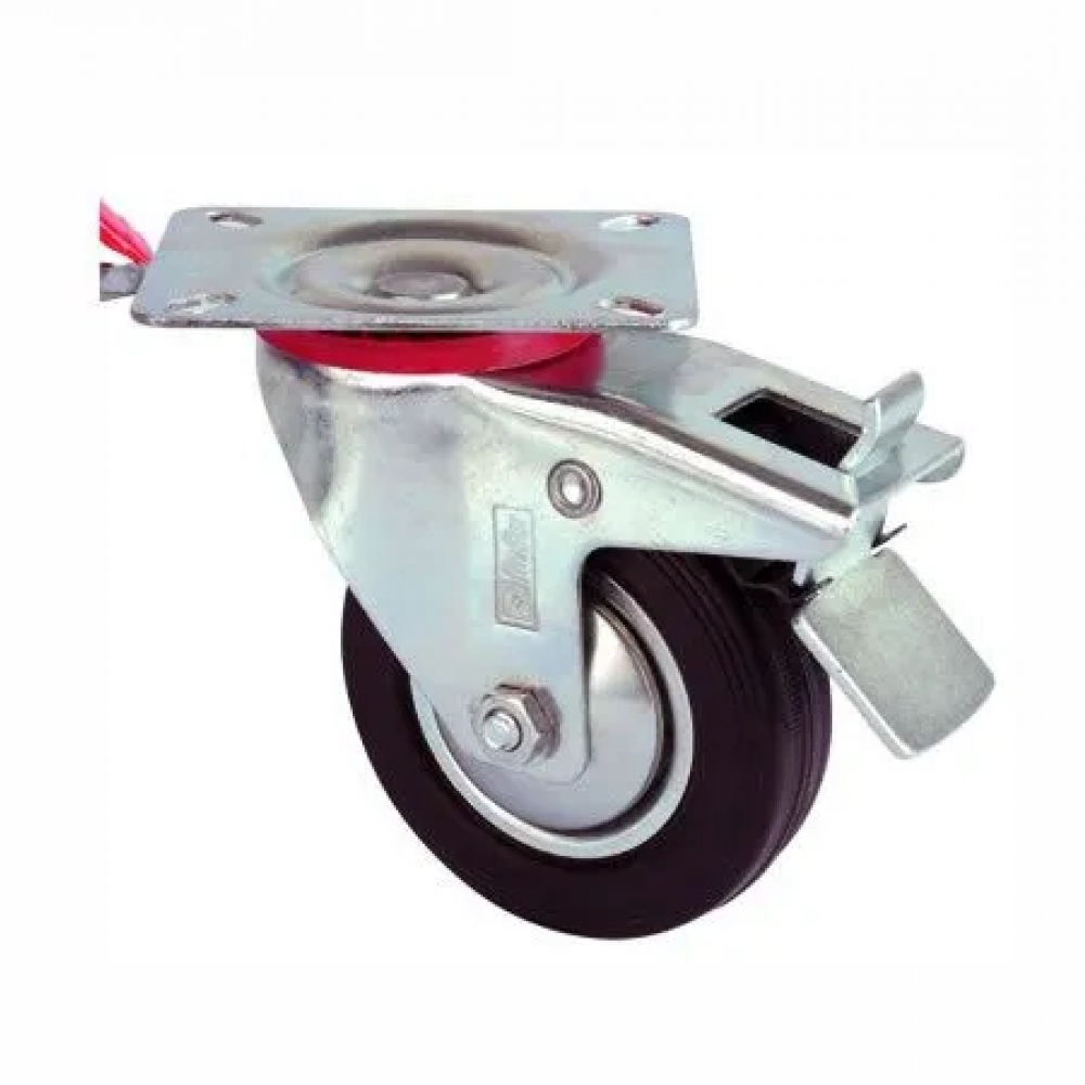 Servis Tekeri - Frenli Tablalı Siyah Döner - Çap 80 Mm