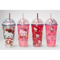 Sevimli Hello Kitty Işıklı Pipetli Boncuklu Suluk & Bardak 400 Ml Alk3145