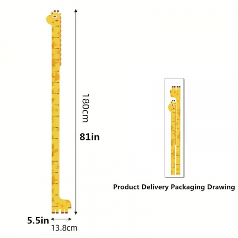 Sevimli Sarı Zürafa Yeşil Dinazor Deniz Kızı Roket Ağaç Boy Ölçüsü Sticker