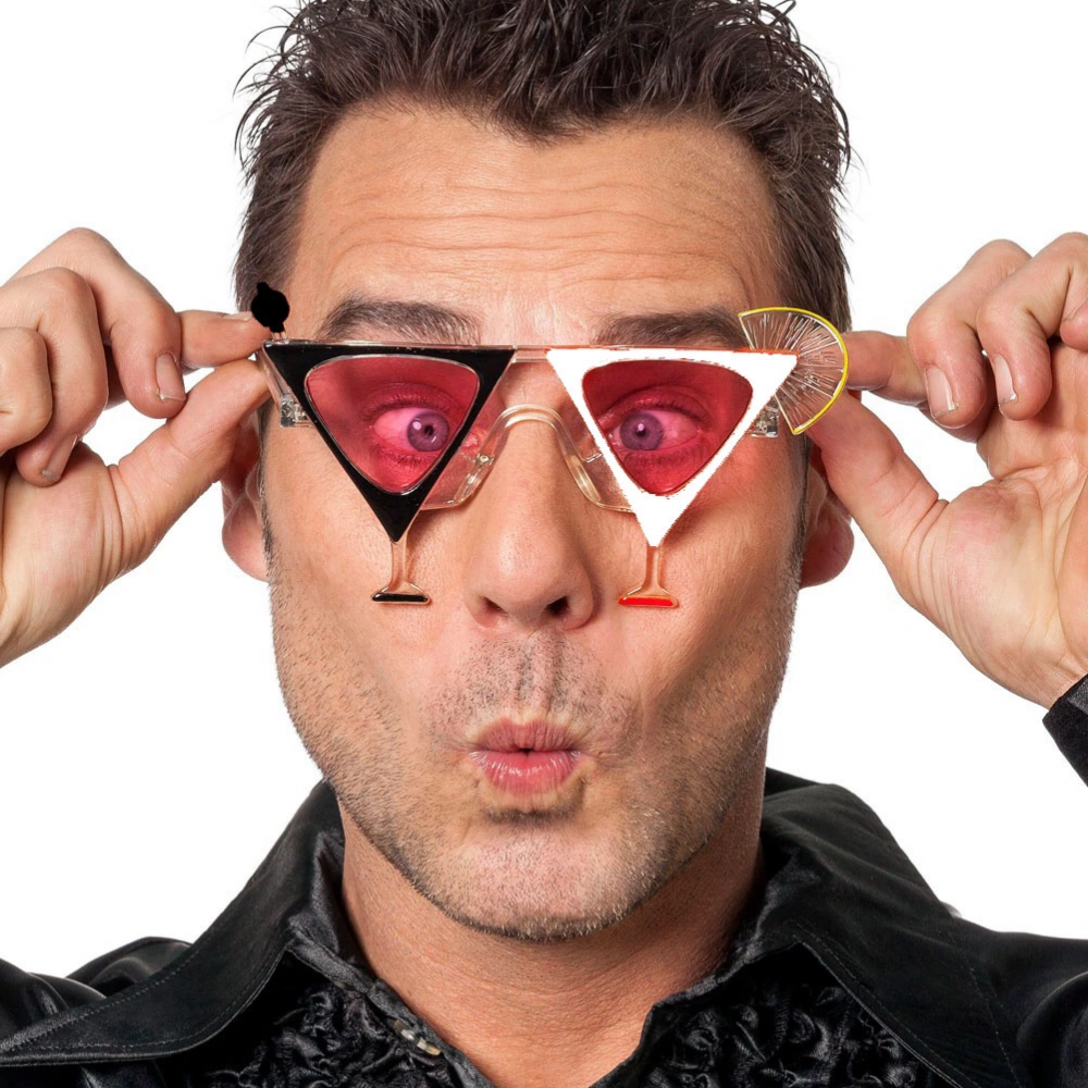 Siyah Beyaz Renk Martini Parti Gözlüğü