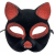 Siyah Renk Kırmızı Simli Süet Kaplama Kedi Maskesi 18x14 Cm